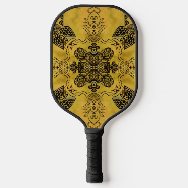 Abstract Goth Tribal Line Drawing Repeat Pattern Pickleball Paddle (Front)