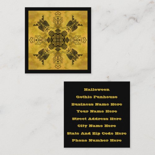 Abstract Goth Tribal Line Drawing Repeat Pattern Square Business Card