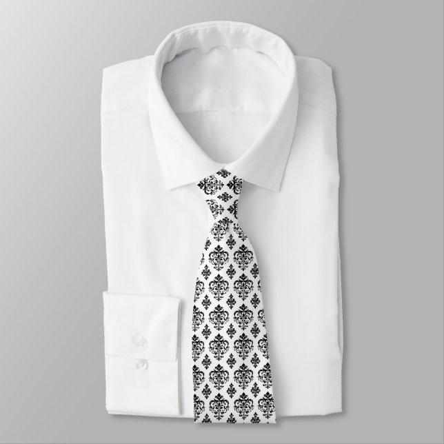 Abstract Gothic Black Pattern Neck Tie (Tied)