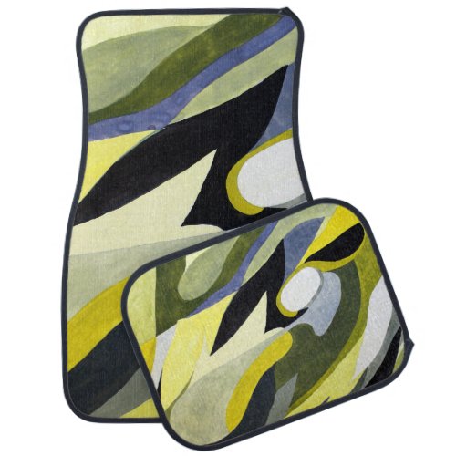 Abstract Gouache Composition Yellow Grey Black Car Floor Mat