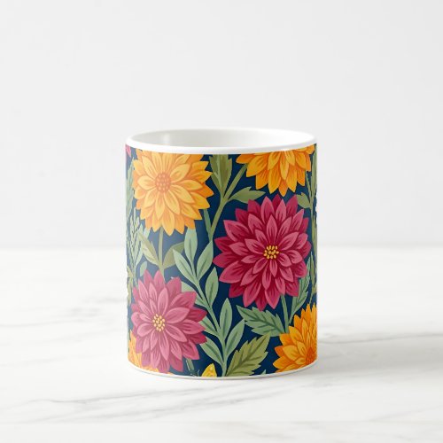 Abstract Gouache Dahlia Butterflies Coffee Mug