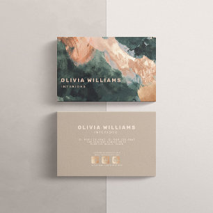 Abstract Gouache Painted Green Blush Social Media Business Card
