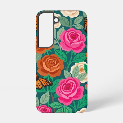 Abstract Gouache Roses Butterflies Samsung Cases