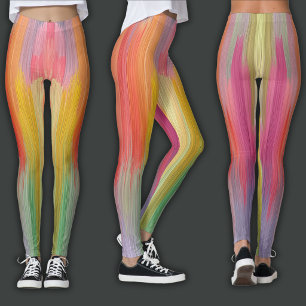 Abstract Gradients Rainbow Drip Leggings