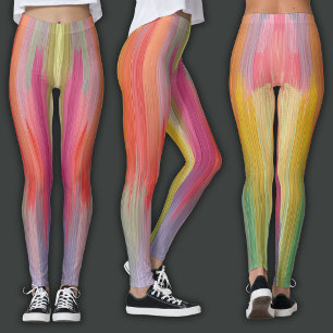 Abstract Gradients Rainbow Drip Leggings