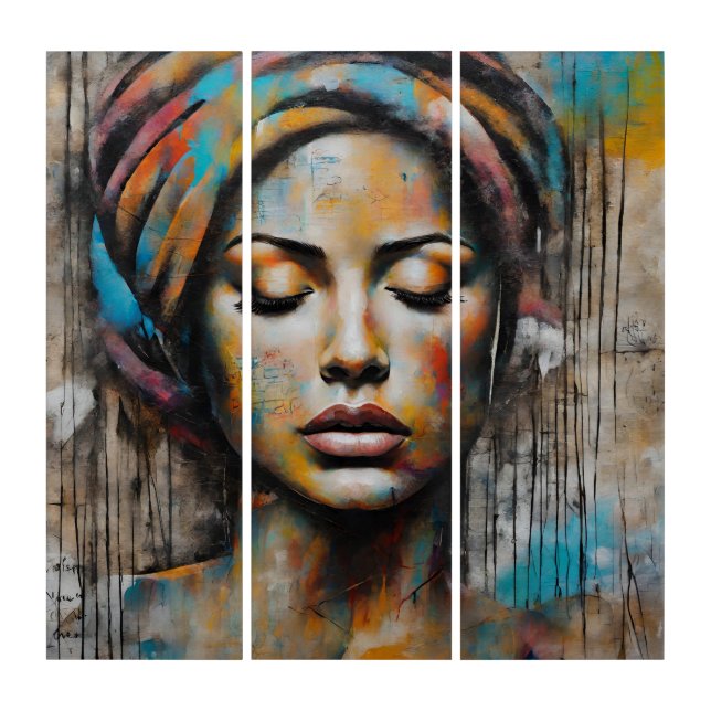 abstract graffiti art of amazon women portrait  (Front)