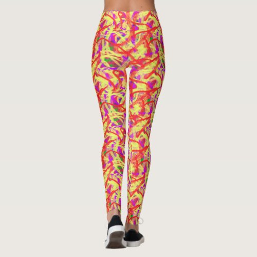 Abstract Graffiti Bright Brush Painting Leggings