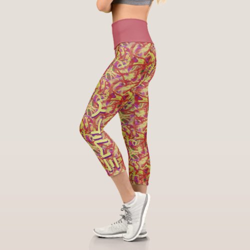 Abstract Graffiti pattern Brush Paint personalized Capri Leggings