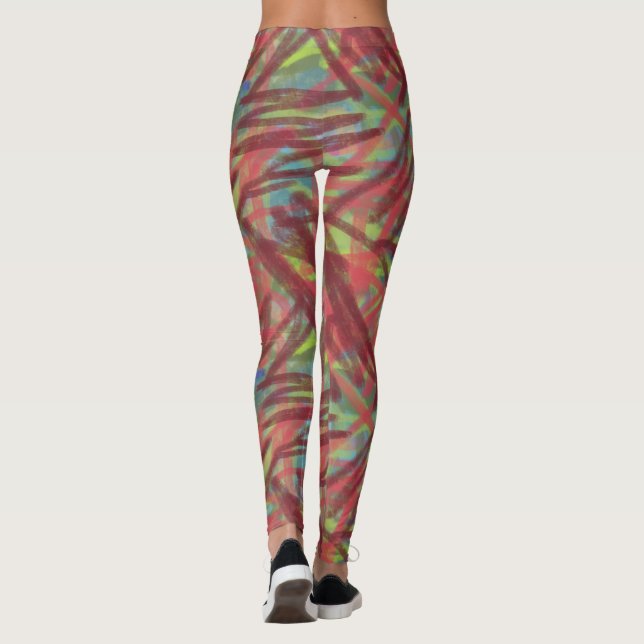 Abstract Graffiti pattern Brush Painting Leggings (Back)