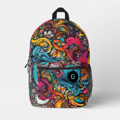 Abstract Graffiti Pattern Splash Art Customized Printed Backpack