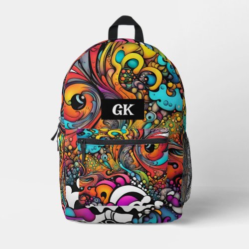 Abstract Graffiti Pattern Splash Art Personalized Printed Backpack