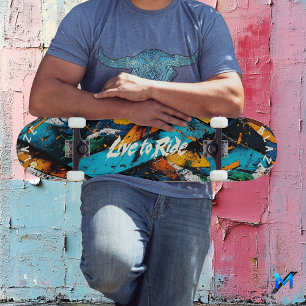 Abstract Graffiti Pop Art - Bold Live to Ride Skateboard