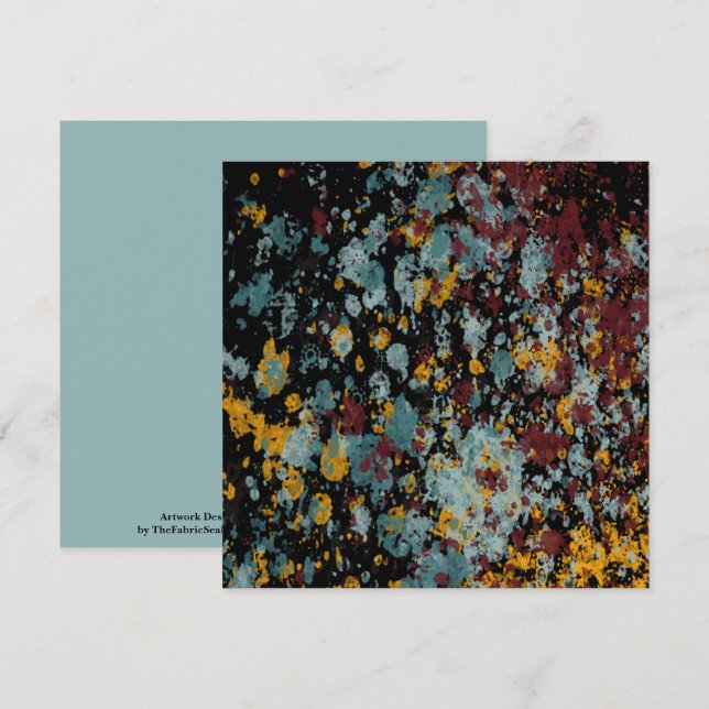 Abstract Graffiti Splatter Painting Art On Black Card (Front/Back)