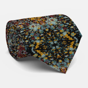 Abstract Graffiti Splatter Painting Art On Black Neck Tie
