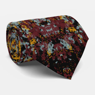 Abstract Graffiti Splatter Painting Art On Black Neck Tie