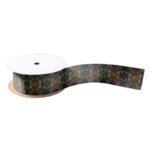 Abstract Graffiti Splatter Painting Art On Black Satin Ribbon