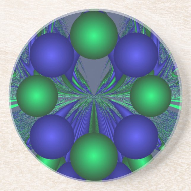 Abstract Grapes in Green and Blue Sandstone Coaster (Front)