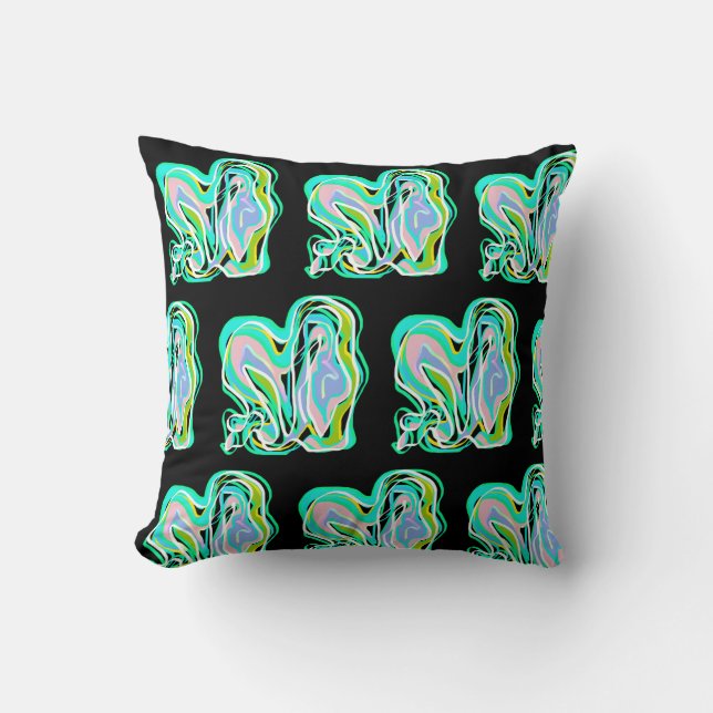 Abstract Graphic Art Minimalistic Happy Cushion (Front)