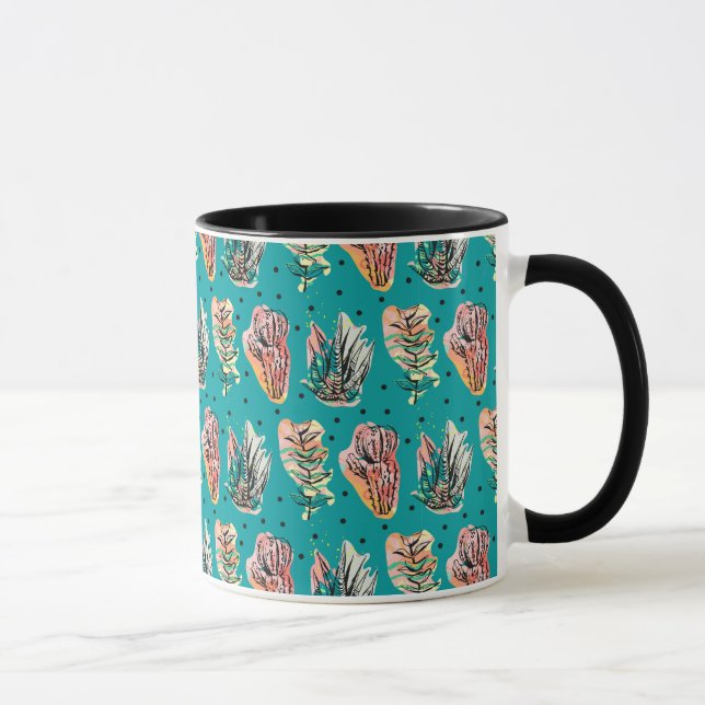 Abstract Graphic Cactus Succulent Pattern Mug (Right)