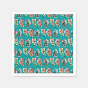 Abstract Graphic Cactus Succulent Pattern Paper Napkins