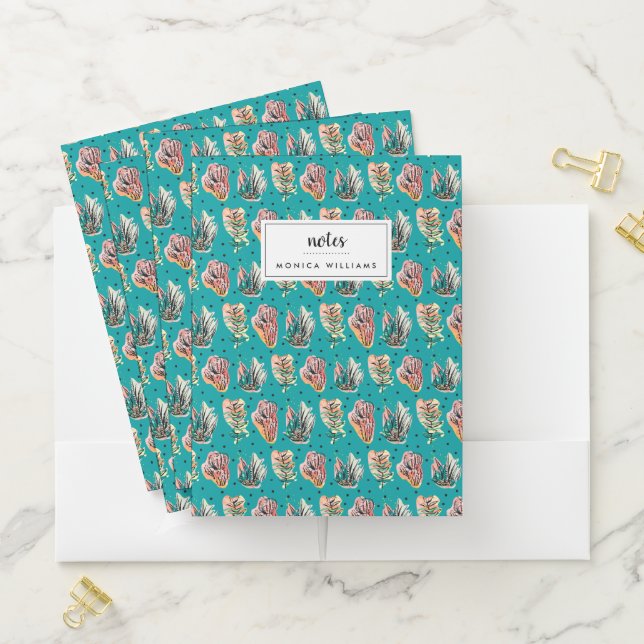 Abstract Graphic Cactus Succulent Pattern Pocket Folder (In Situ)
