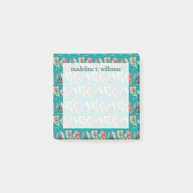 Abstract Graphic Cactus Succulent Pattern Post-it Notes (Front)