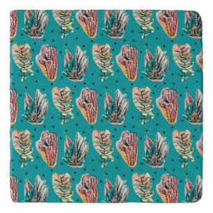 Abstract Graphic Cactus Succulent Pattern Trivet