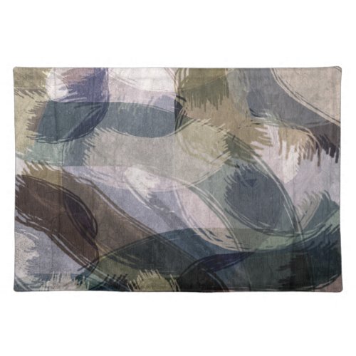 Abstract Graphic Distressed Brush Strokes Muted Cloth Placemat