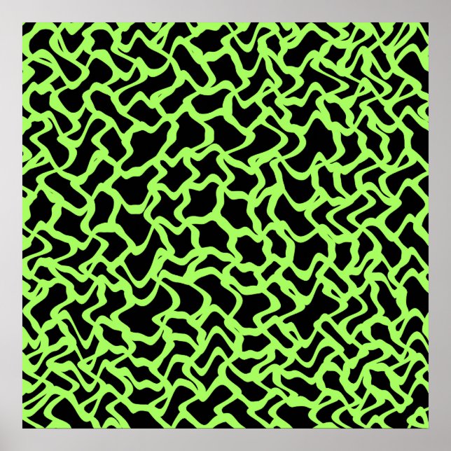 Abstract Graphic Pattern Black and Lime Green. Poster (Front)