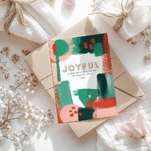 Abstract graphic red, pink + green joyful photo announcement