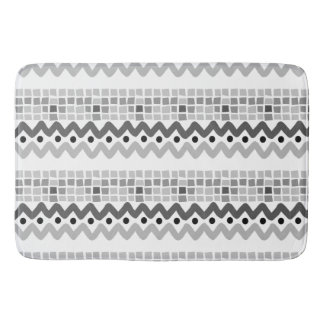 Abstract Gray Aztec Geometric Pattern Bathroom Mat
