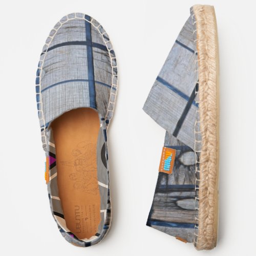 Abstract Gray Black Lines  Squares Espadrilles