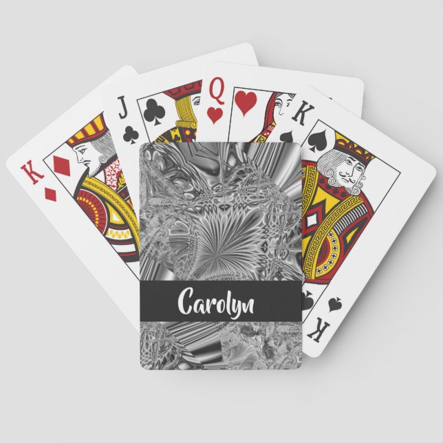 Abstract gray crystal  pattern poker cards (Back)