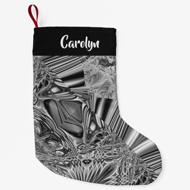 Abstract gray crystal  pattern small christmas stocking (Front)