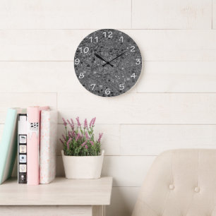 Abstract Gray Faux Texture Geometric Background Large Clock