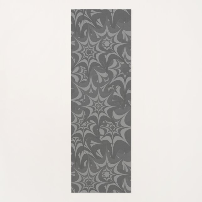 Abstract Gray Floral Star Pattern Yoga Mat (Front)