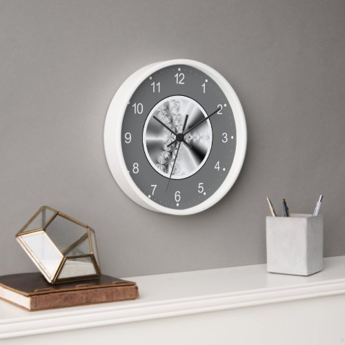 Abstract Gray Gradient Fractal Clock