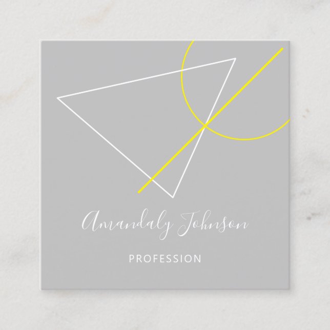 Abstract Gray Grey Geometry ARCHTECT DESIGNER Square Business Card (Front)