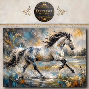 Abstract Gray Horse Painting Tissue Paper
