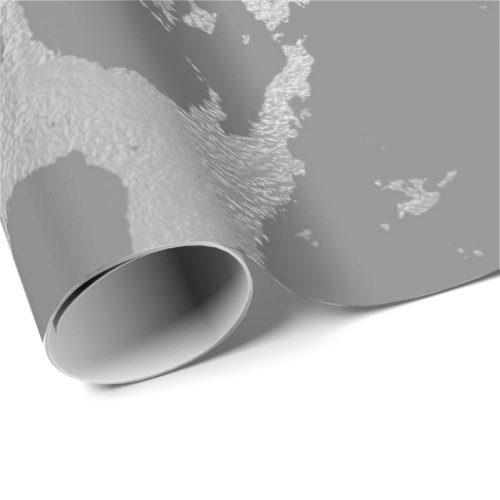 Abstract Gray Marble Silver Carrara Shiny Caracole Wrapping Paper