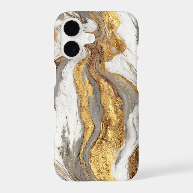 Abstract Gray Marble Texture with Flowing Gold iPhone Case (Back)