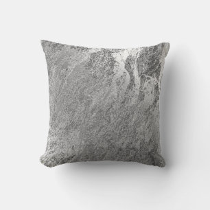 Abstract Gray Silver Monochrom VIP Marble Pastel Throw Pillow