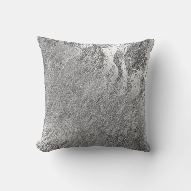 Abstract Gray Silver Monochrom VIP Marble Pastel Throw Pillow (Front)