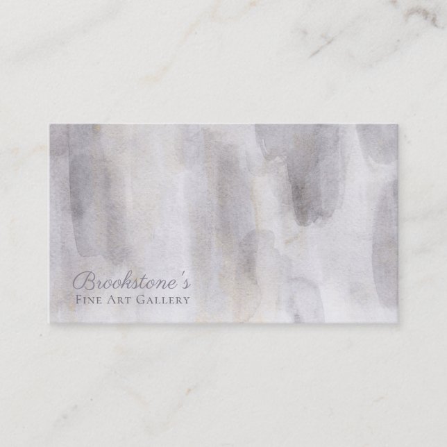 Abstract Gray & Tan Watercolor Business Card (Front)