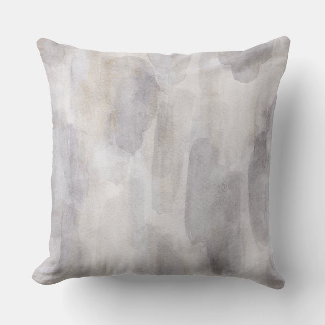 Abstract Gray & Tan Watercolor Throw Pillow (Front)
