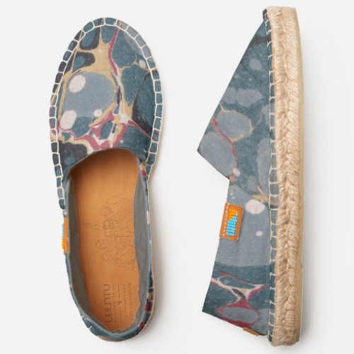Abstract Gray White Blue Beige Espadrilles