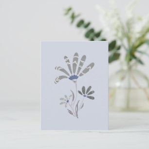 Abstract Grayscale Psychedelic Flowers Holiday Postcard