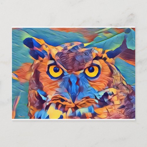 Abstract Great Horned Owl Postcard