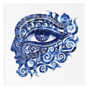 Abstract Greek Evil Eye With Greek Key Acrylic Print