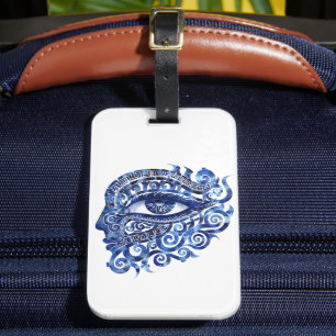 Abstract Greek Evil Eye With Greek Key Luggage Tag